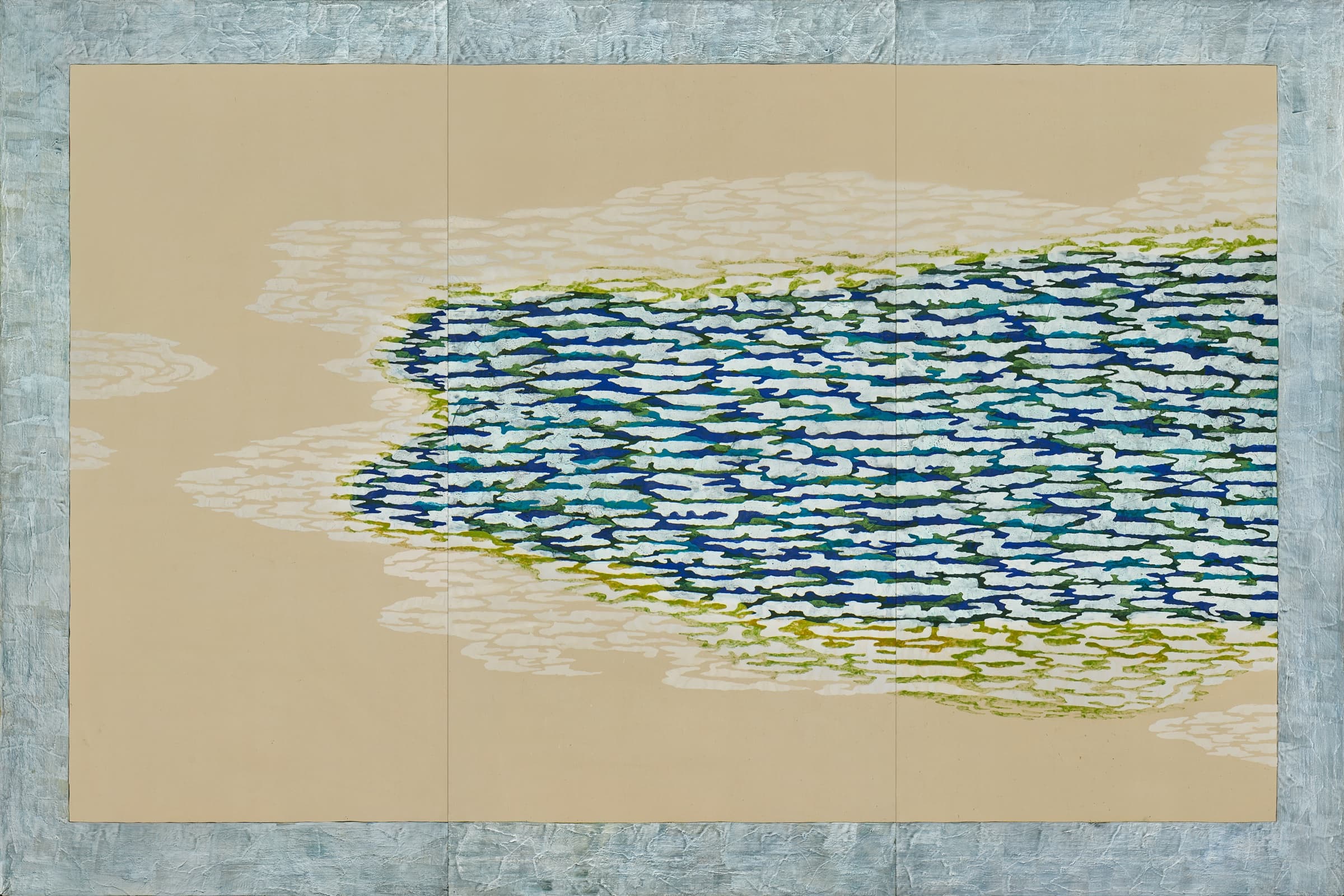 加藤弘光《水浅葱》2014年 紙本墨画金銀彩着色 180 × 270 cm