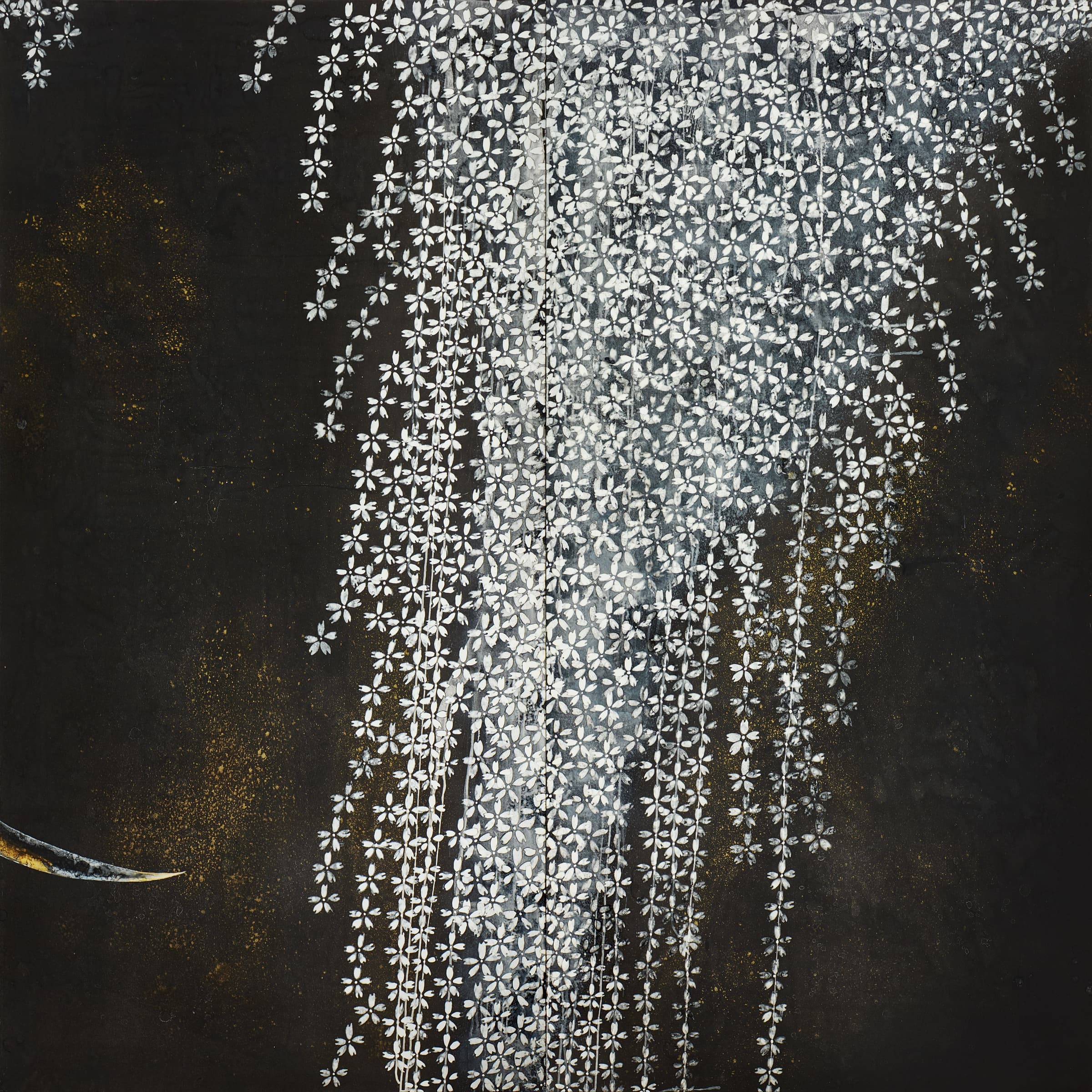 加藤弘光《月光》2012年 紙本墨画金彩着色 180 × 180 cm