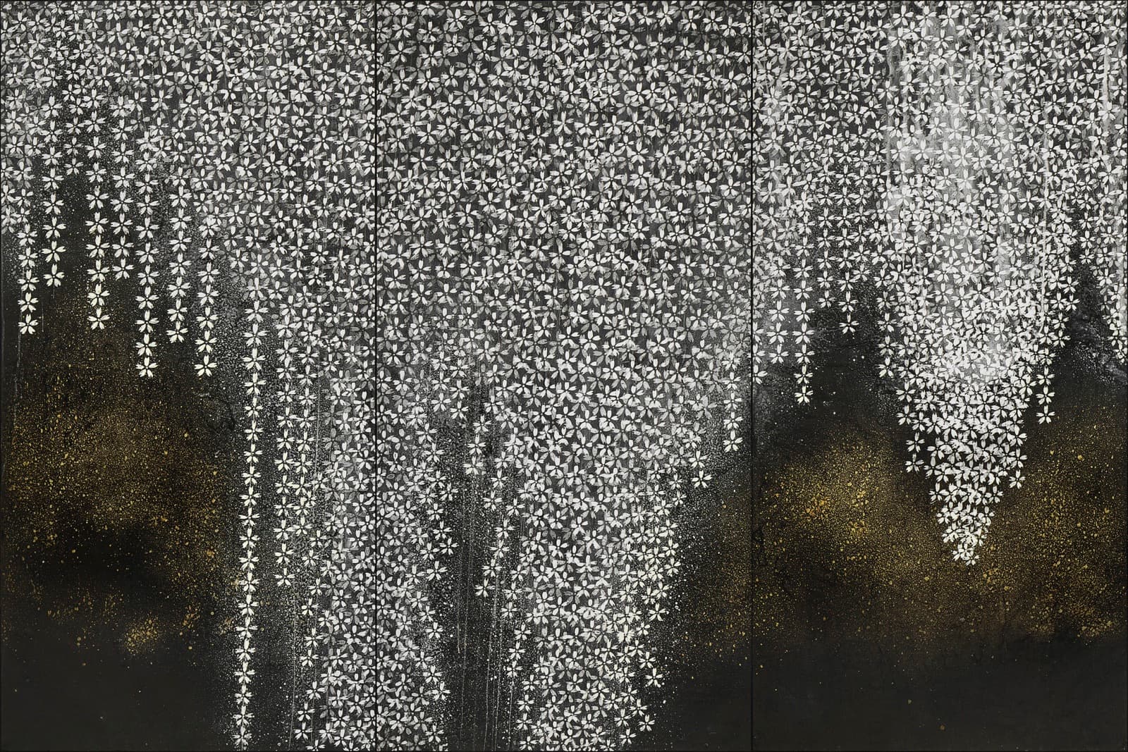 加藤弘光《月光2》2012年 紙本墨画金銀彩着色 182 × 273 cm