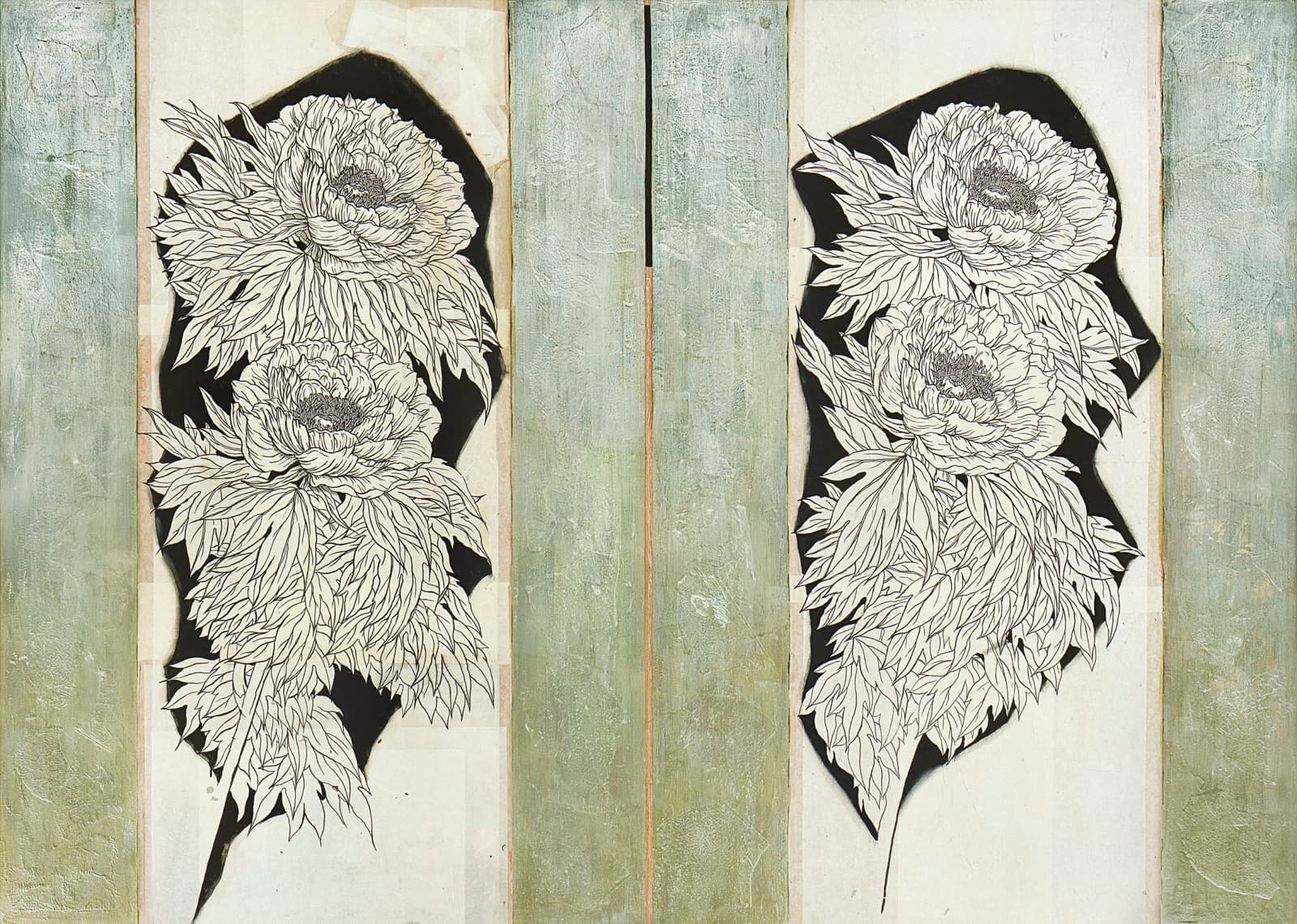 加藤弘光《悠》2003年 紙本墨画金銀彩着色 162 × 227.3 cm