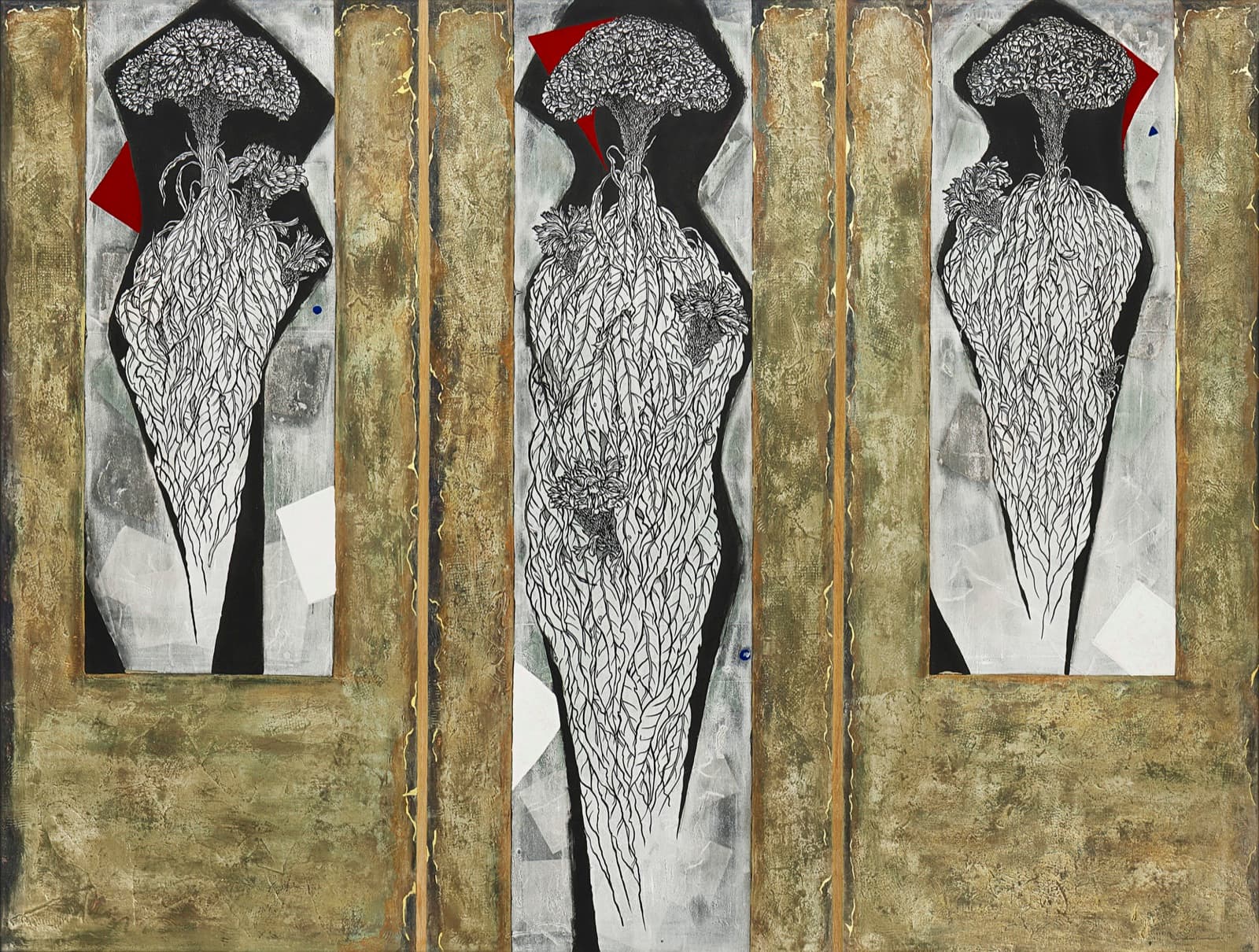加藤弘光《地2》2002年 紙本墨画金銀彩着色