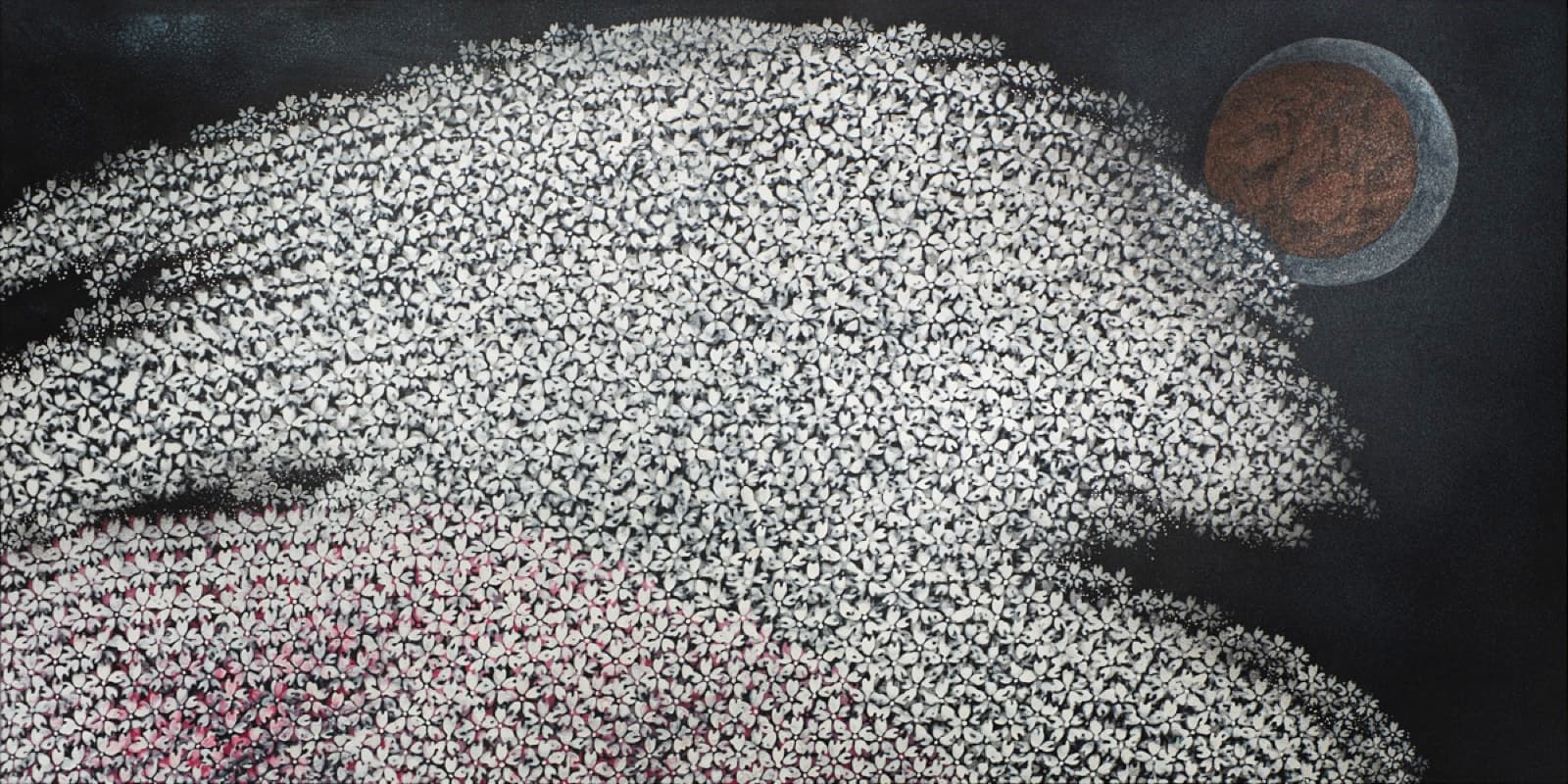 加藤弘光《月光》2018年 紙本墨画金銀彩着色 90 × 180 cm