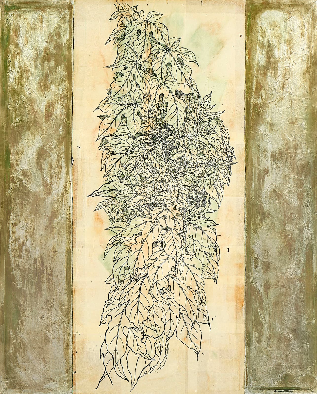加藤弘光《季》2004年 紙本墨画金銀彩着色 162 × 130.3 cm