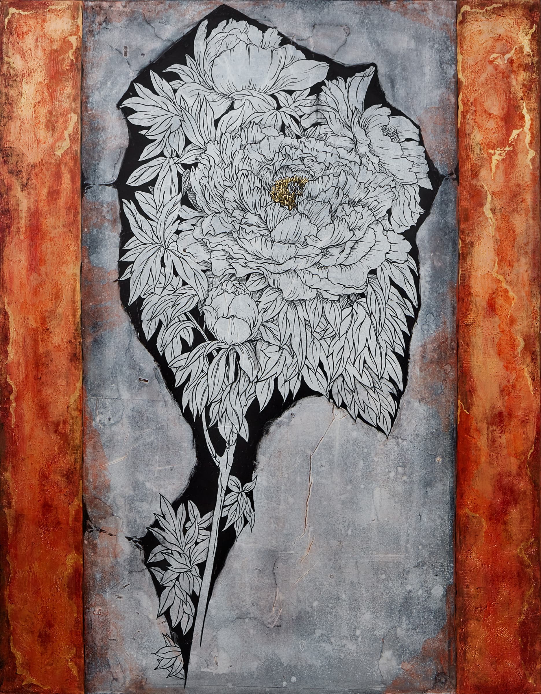 加藤弘光《微 Ⅰ》2011年 紙本墨画金銀彩着色 116.7 × 90.9 cm