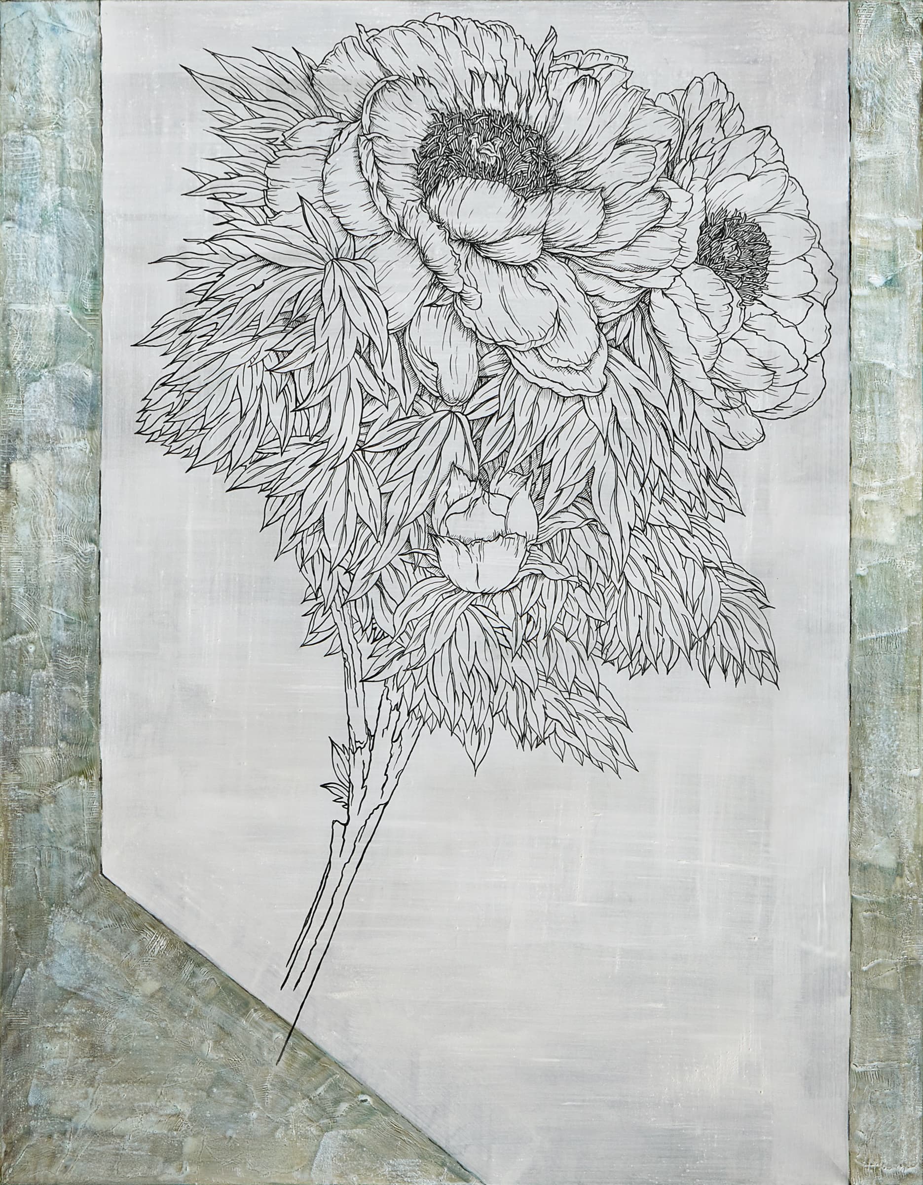 加藤弘光《箏曲》2015年 紙本墨画銀彩着色 116.7 × 91 cm