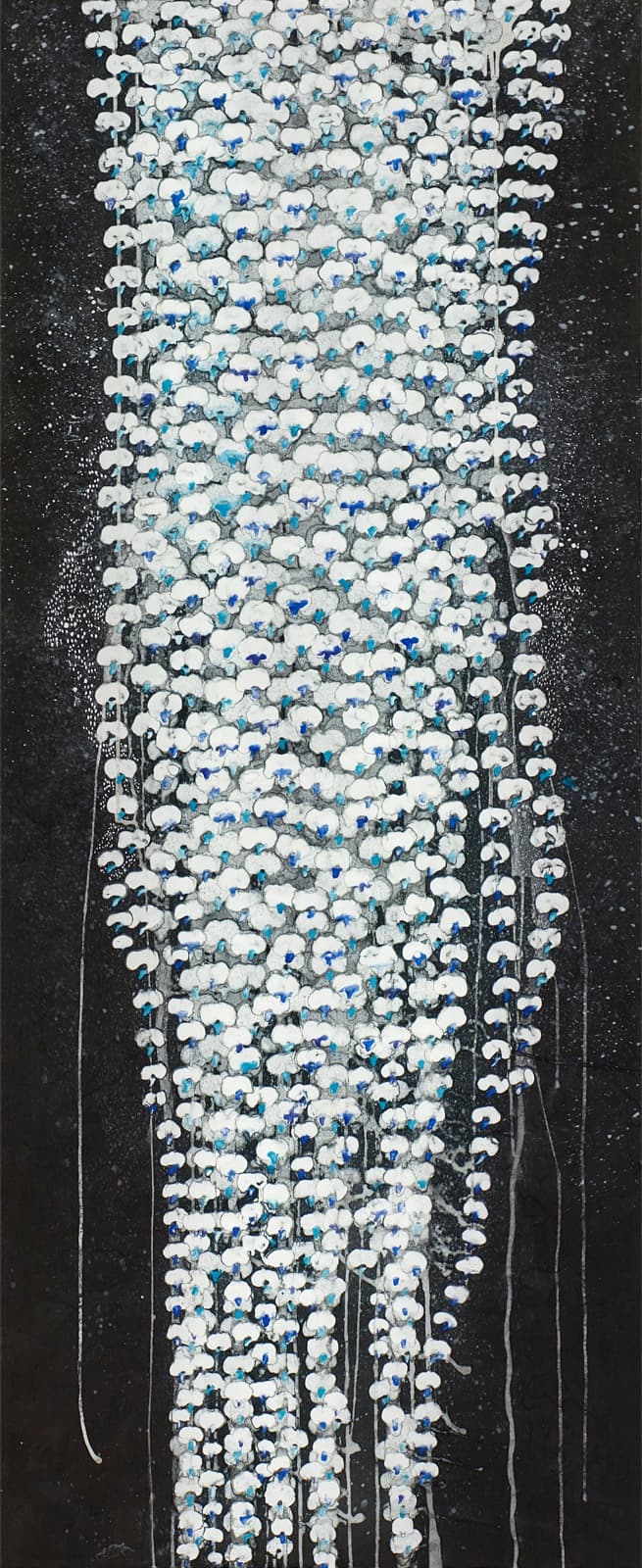 加藤弘光《調べ》2012年 紙本墨画銀彩着色 162 × 66.3 cm