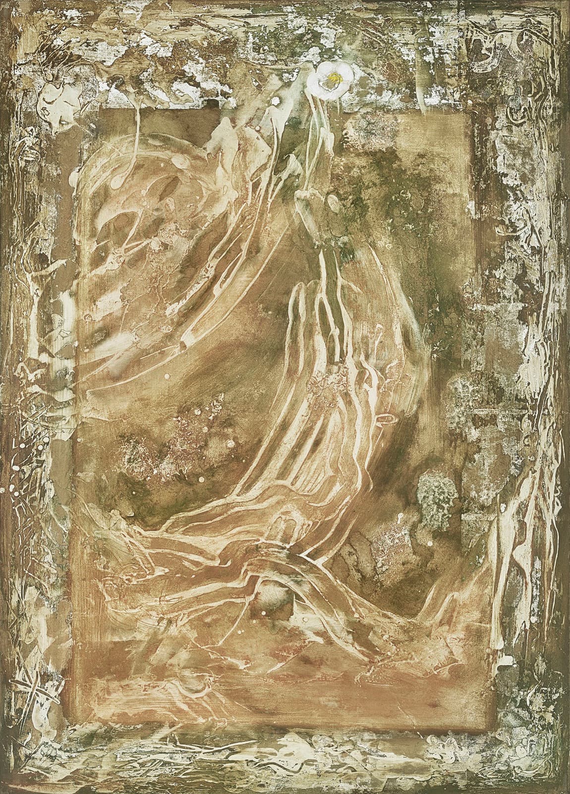 加藤弘光《白椿》2000年 紙本墨画金銀彩着色 90.5 × 65 cm