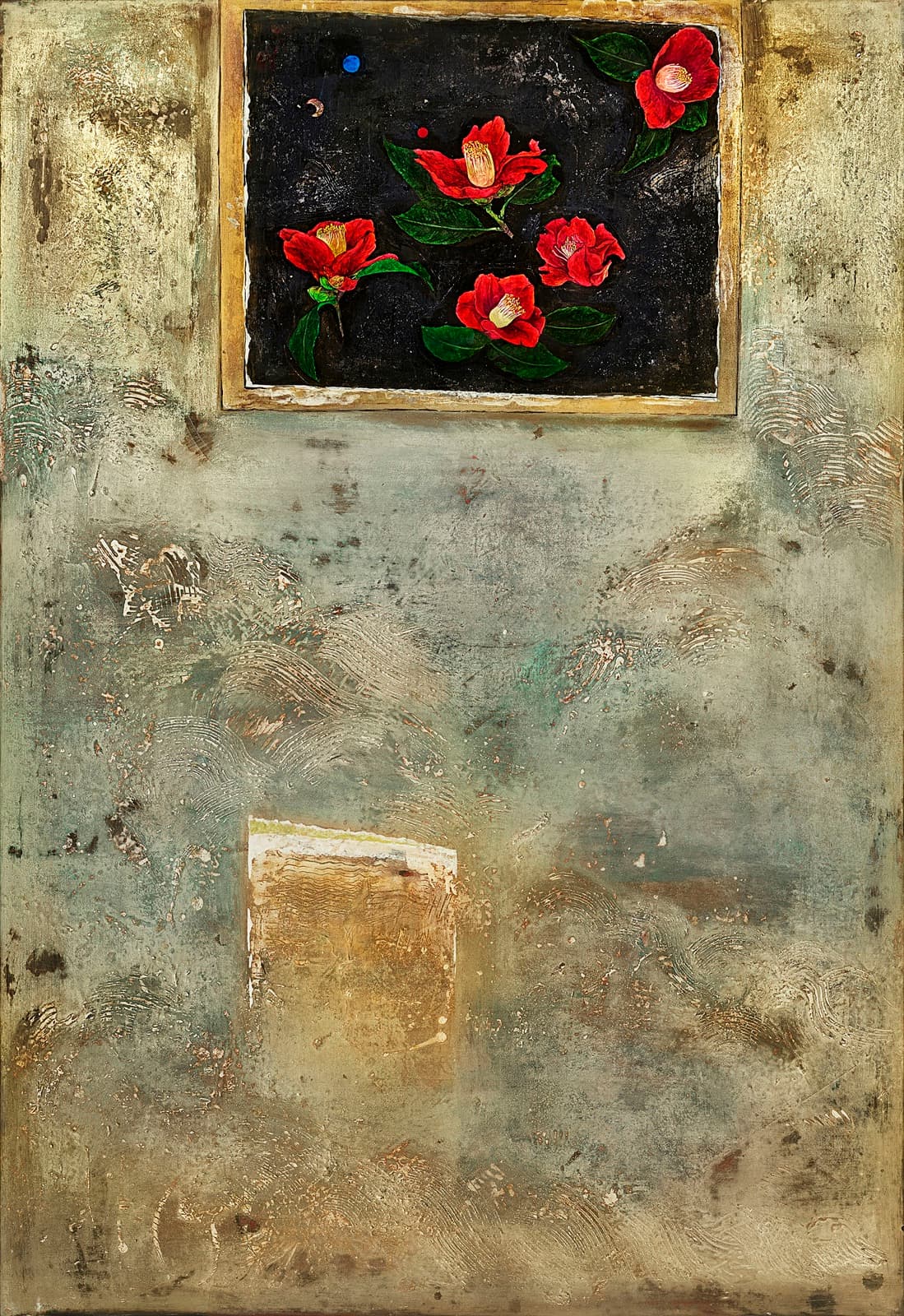 加藤弘光《はるかに》2000年 紙本墨画金銀彩着色 116.5 × 80 cm