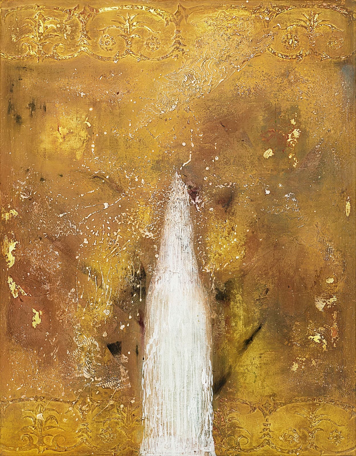 加藤弘光《落水》2000年 紙本墨画金銀彩着色 116.5 × 91 cm