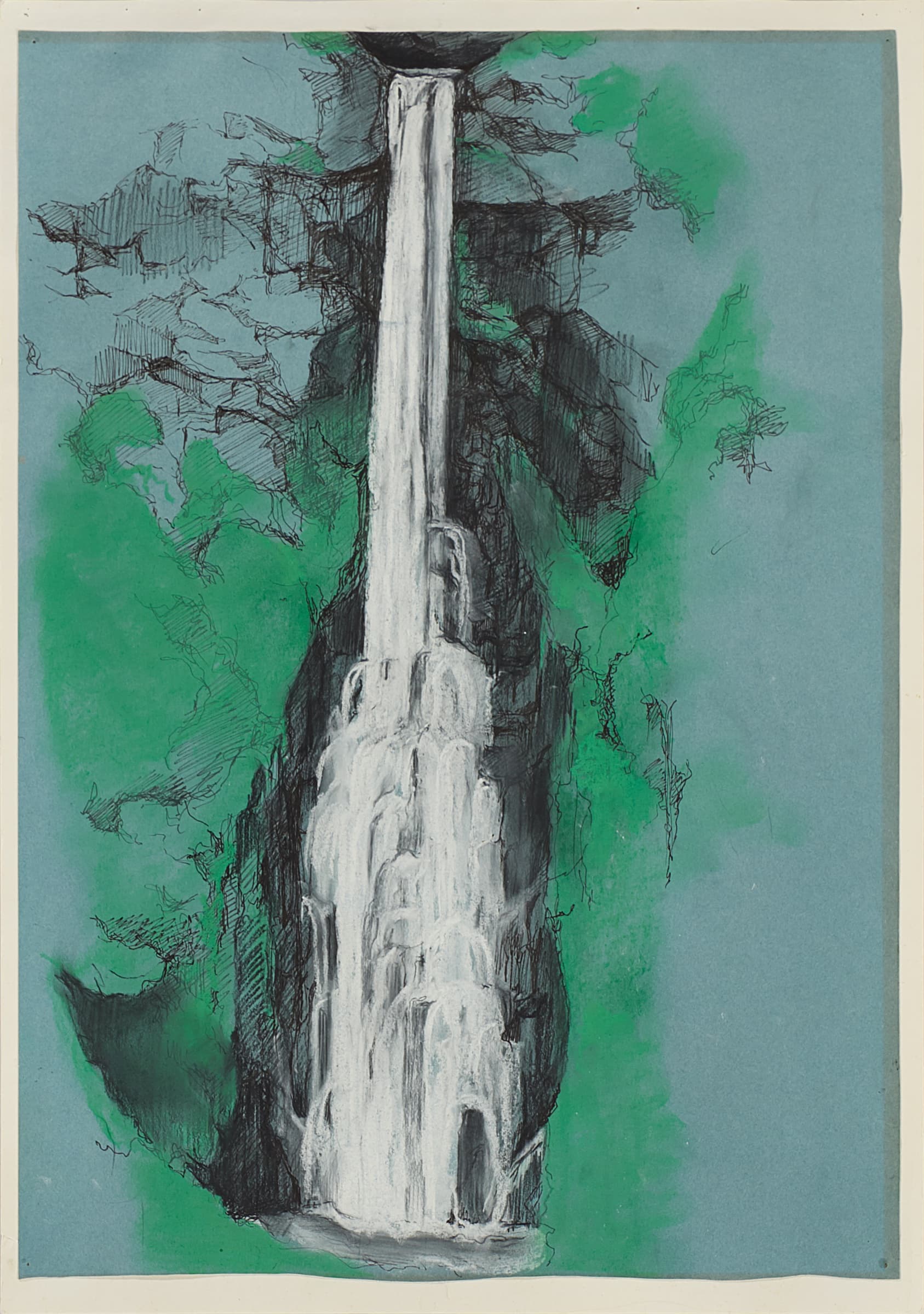 加藤弘光《滝》2000年 紙本墨画金彩着色 50.5 × 35.5 cm