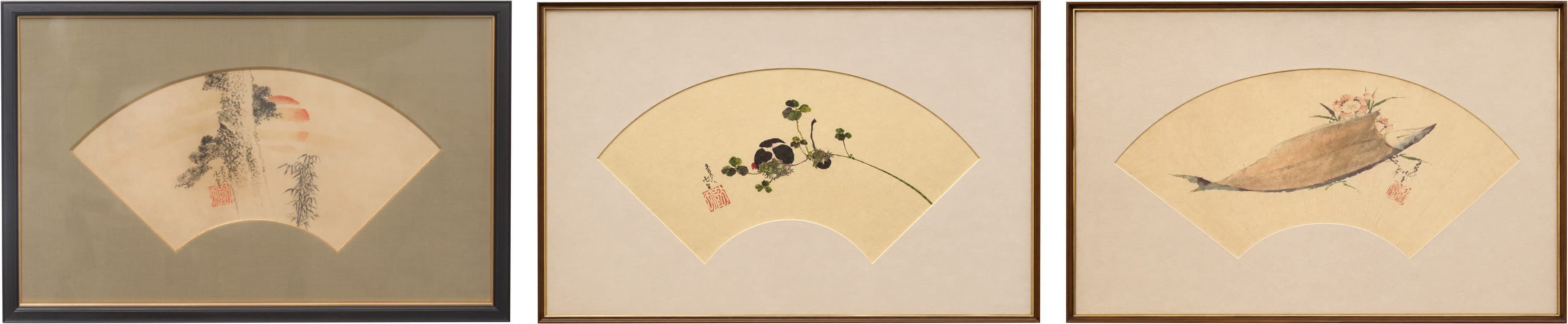 北斎の扇面画 — 扇のかたちに描いた三面