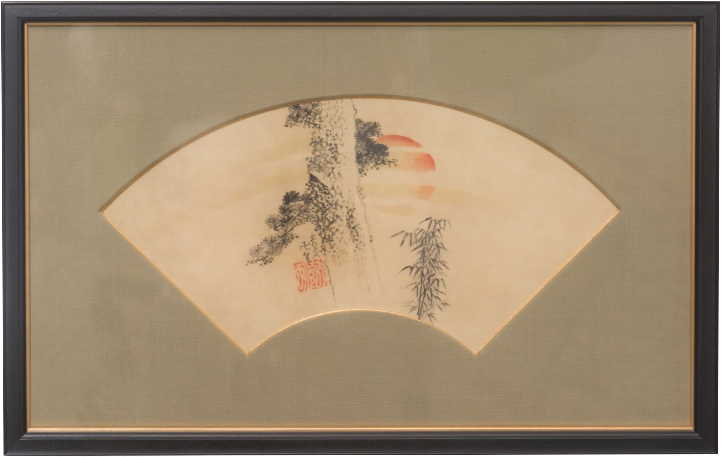 Katsushika Hokusai《Rising Sun and Pine》Ink and colors on Japanese paper