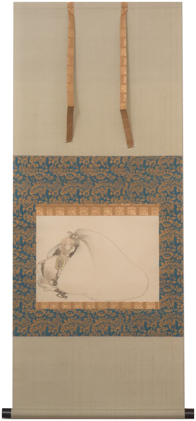 葛飾北斎《布袋図》紙本墨画着色 24.1 × 34.0 cm