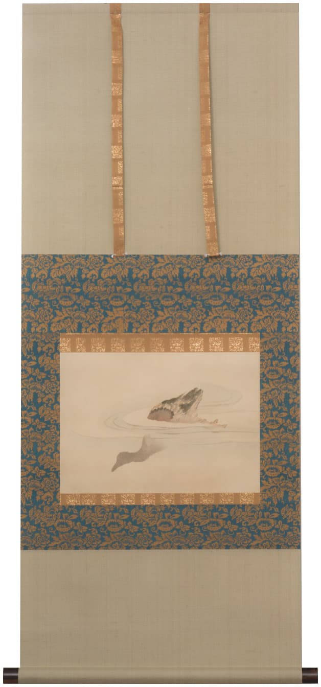 葛飾北斎《鴨遊泳図》紙本墨画着色 24.1 × 34.0 cm