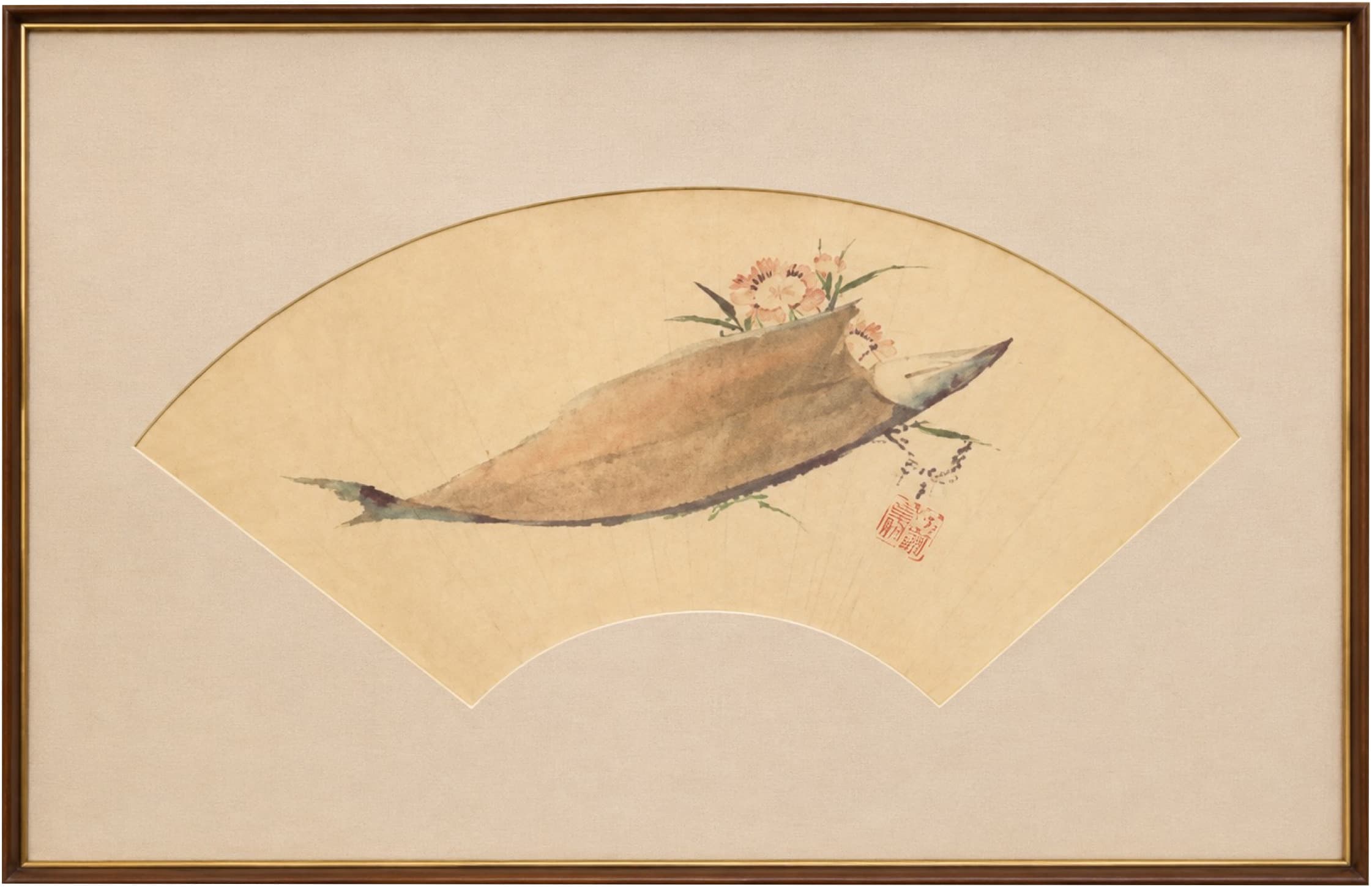 Katsushika Hokusai《Dried Saury and Pinks》Ink and colors on Japanese paper