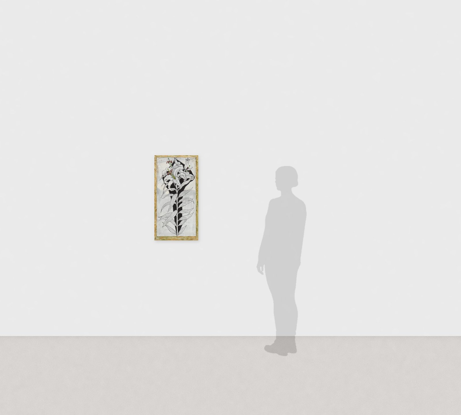 加藤弘光《朝涼》2013年 紙本墨画金銀彩着色 80.4 × 41.4 cm　展示風景