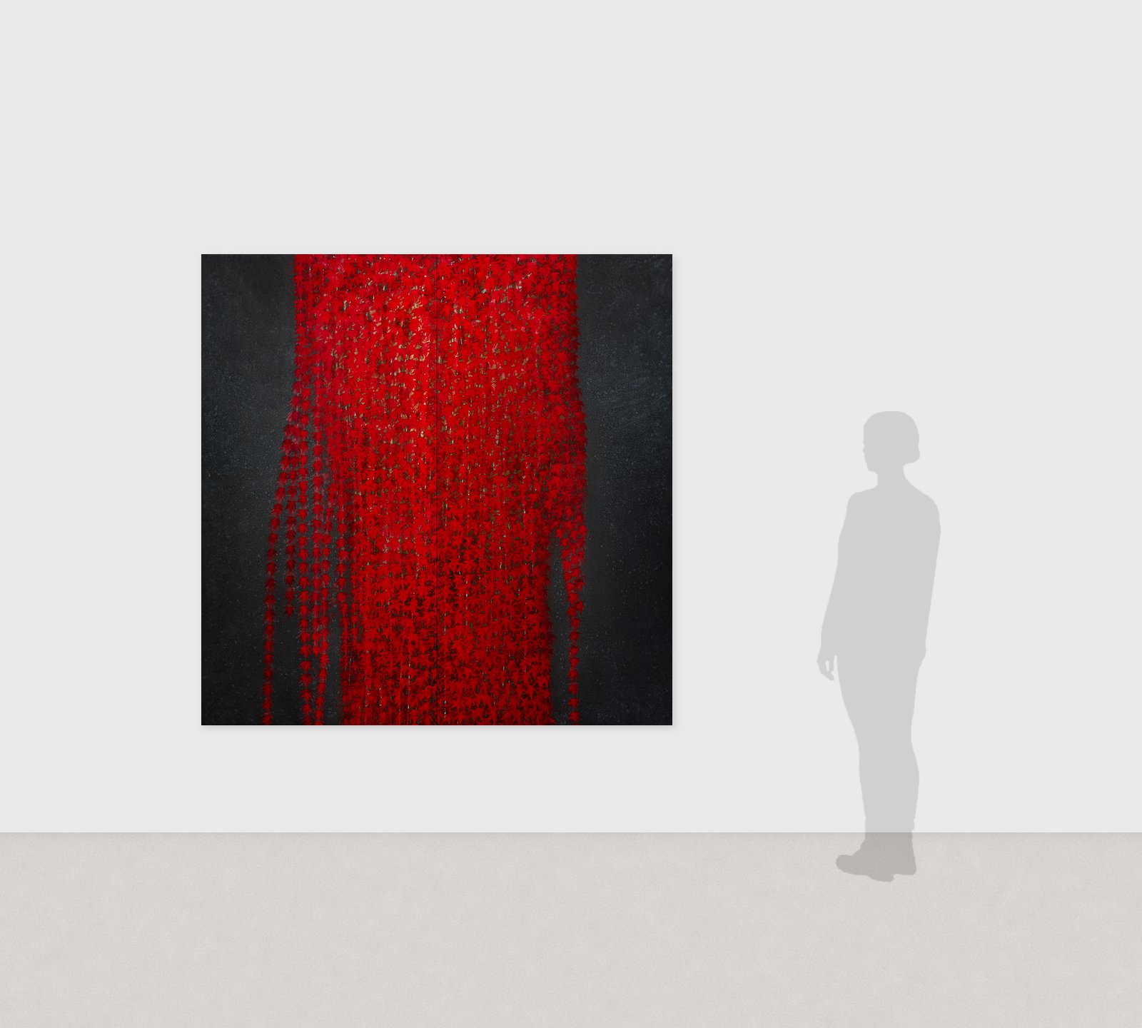 가토 히로미쓰《紅の滝》2014년 지본 수묵 금은채 채색 180 × 180 cm　전시 전경
