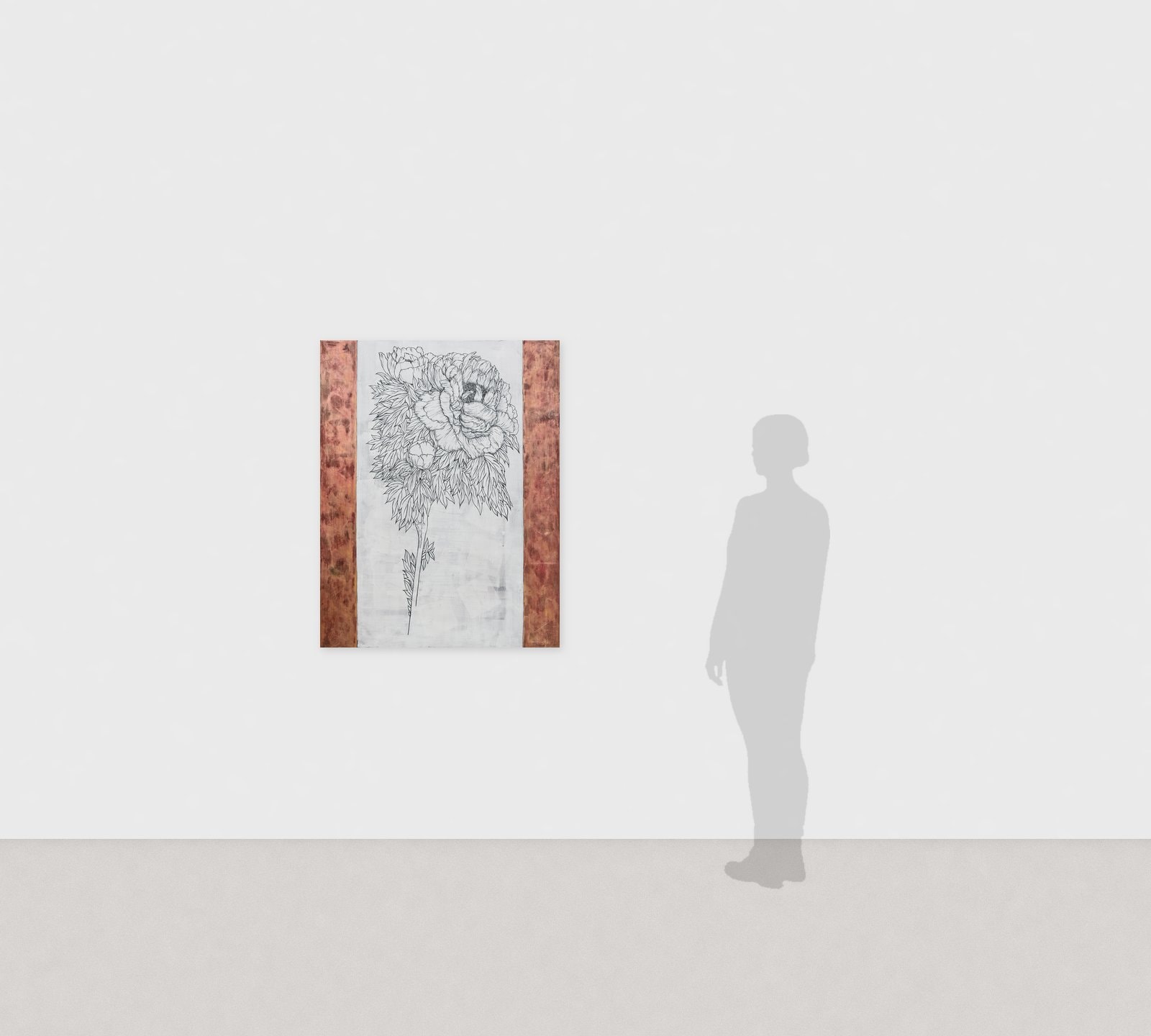 加藤弘光《雅楽》2015年 紙本墨画金銀彩着色 116.7 × 91 cm　展示風景