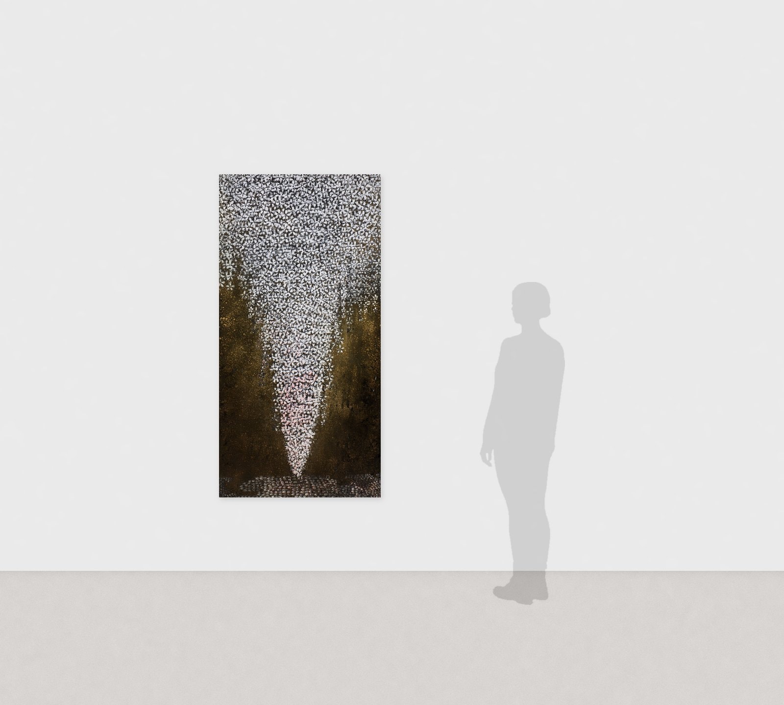 هيروميتسو كاتو《Hanamori》2013 حبر وذهب وألوان على ورق ياباني 180 × 90 cm　منظر التركيب