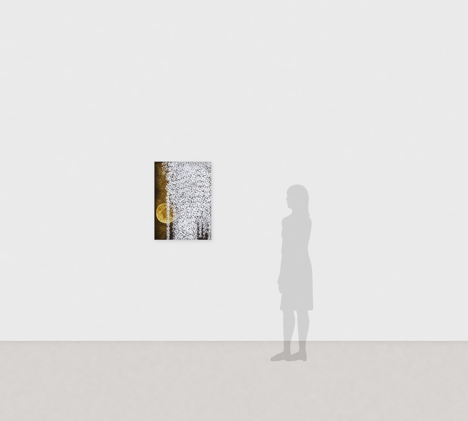 Hiromitsu Kato《Moon Light》2016 Tinta, oro y colores sobre papel japonés 72.8 × 53 cm　Vista de sala