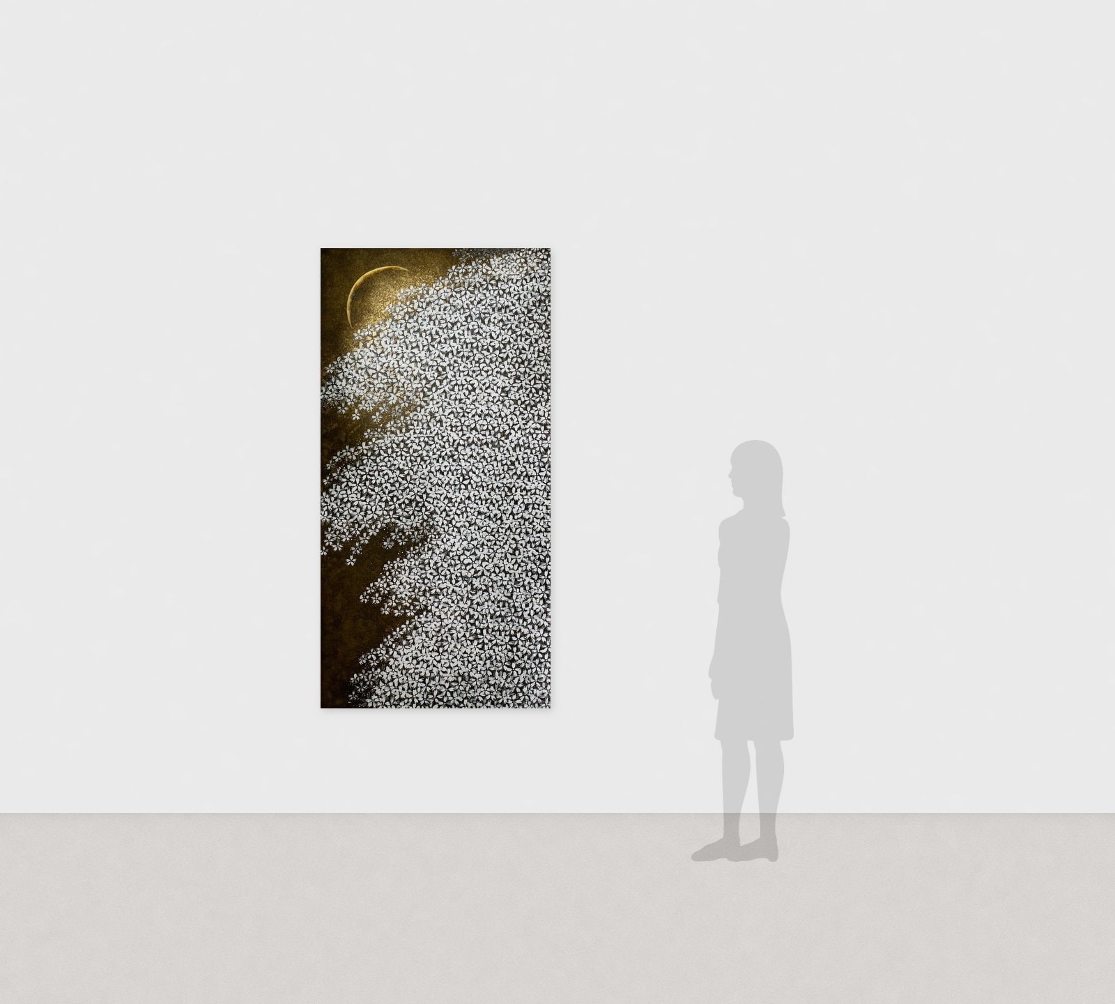 Hiromitsu Kato《SAKURA》2014 Ink, gold, silver and colors on Japanese paper 180 × 90 cm　Installation view