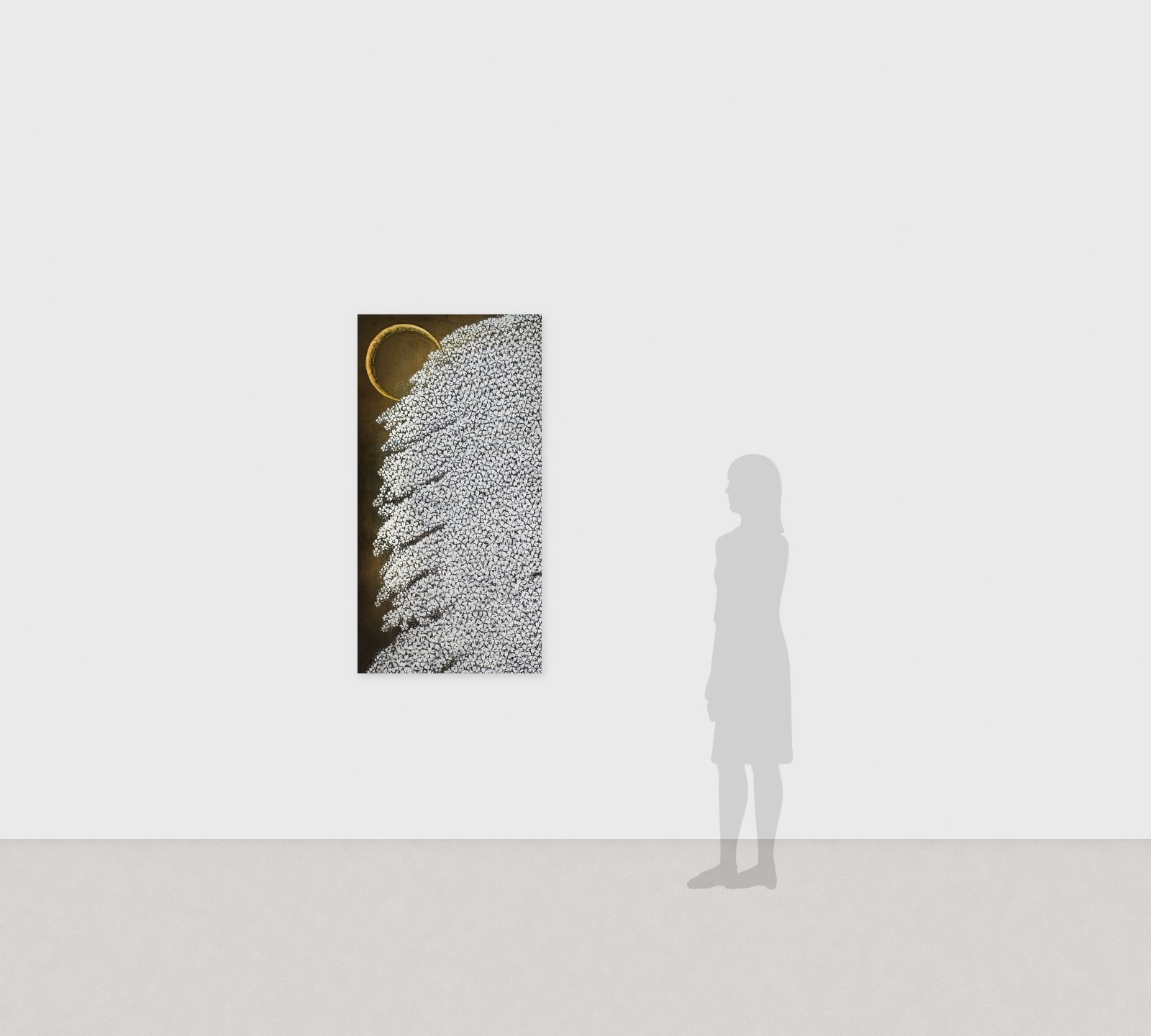 Hiromitsu Kato《SAKURA》2018 Ink, gold, silver and colors on Japanese paper 136.3 × 70 cm　Installation view