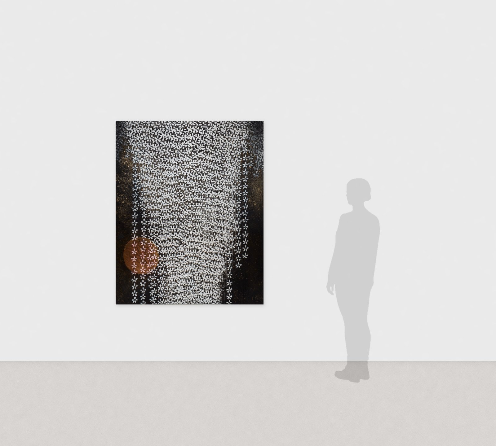 가토 히로미쓰《醍醐の桜》2015년 지본 수묵 금채 채색 162 × 130.3 cm　전시 전경