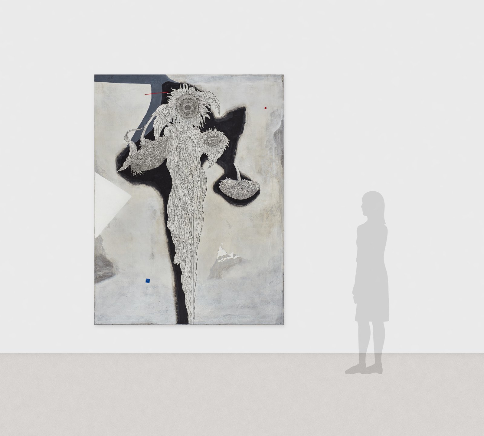 هيروميتسو كاتو《Time Stream》1993 حبر وألوان على ورق ياباني 226 × 171 cm　منظر التركيب
