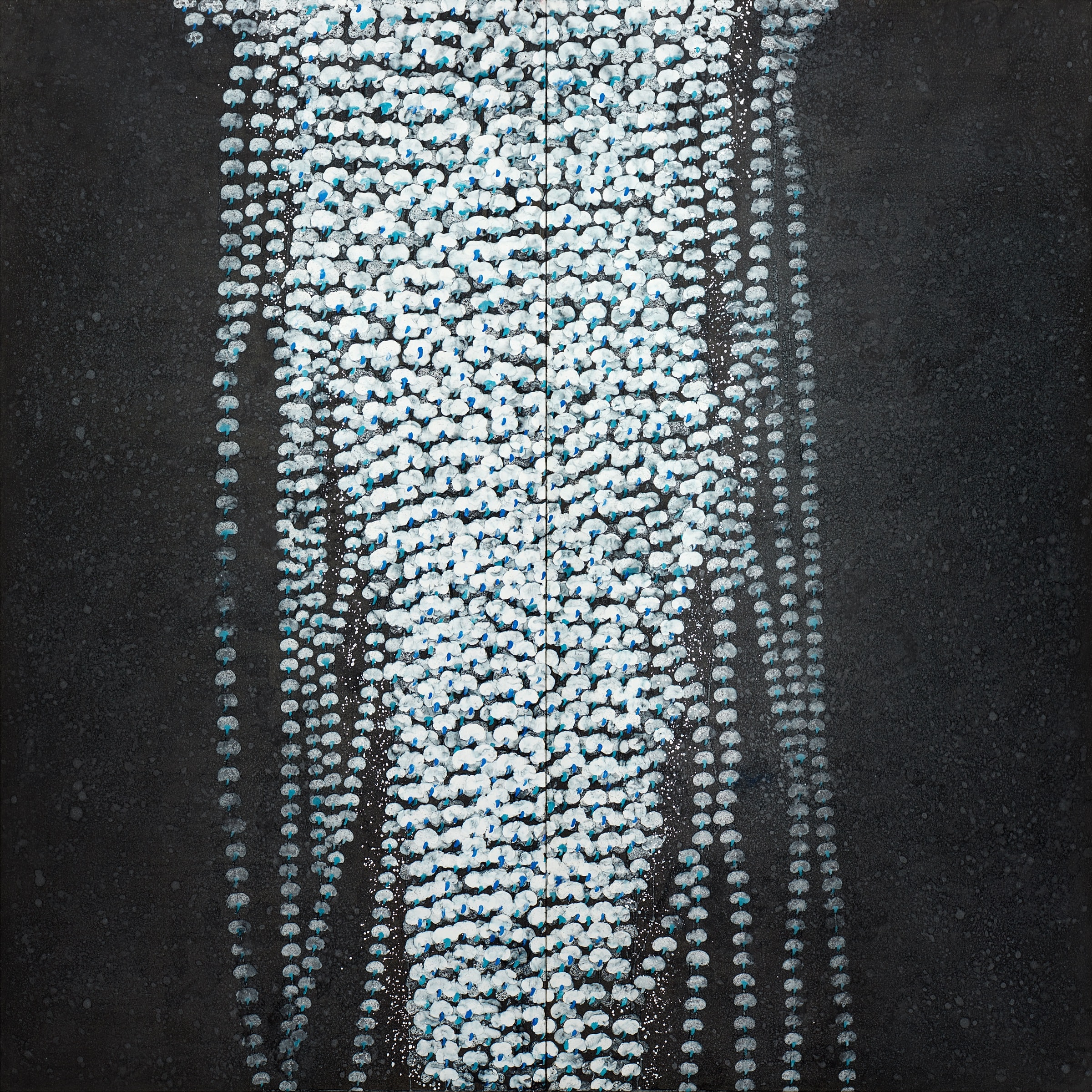 Hiromitsu Kato《Kirisame》2014 Ink, silver and colors on Japanese paper 180 × 180 cm