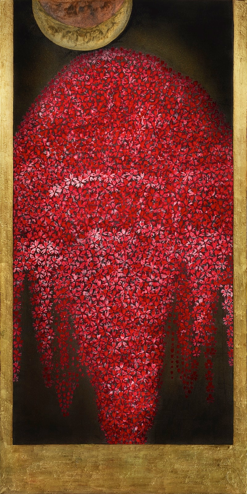 加藤弘光《光輝》2018年 紙本墨画金銀彩着色 180 × 90 cm