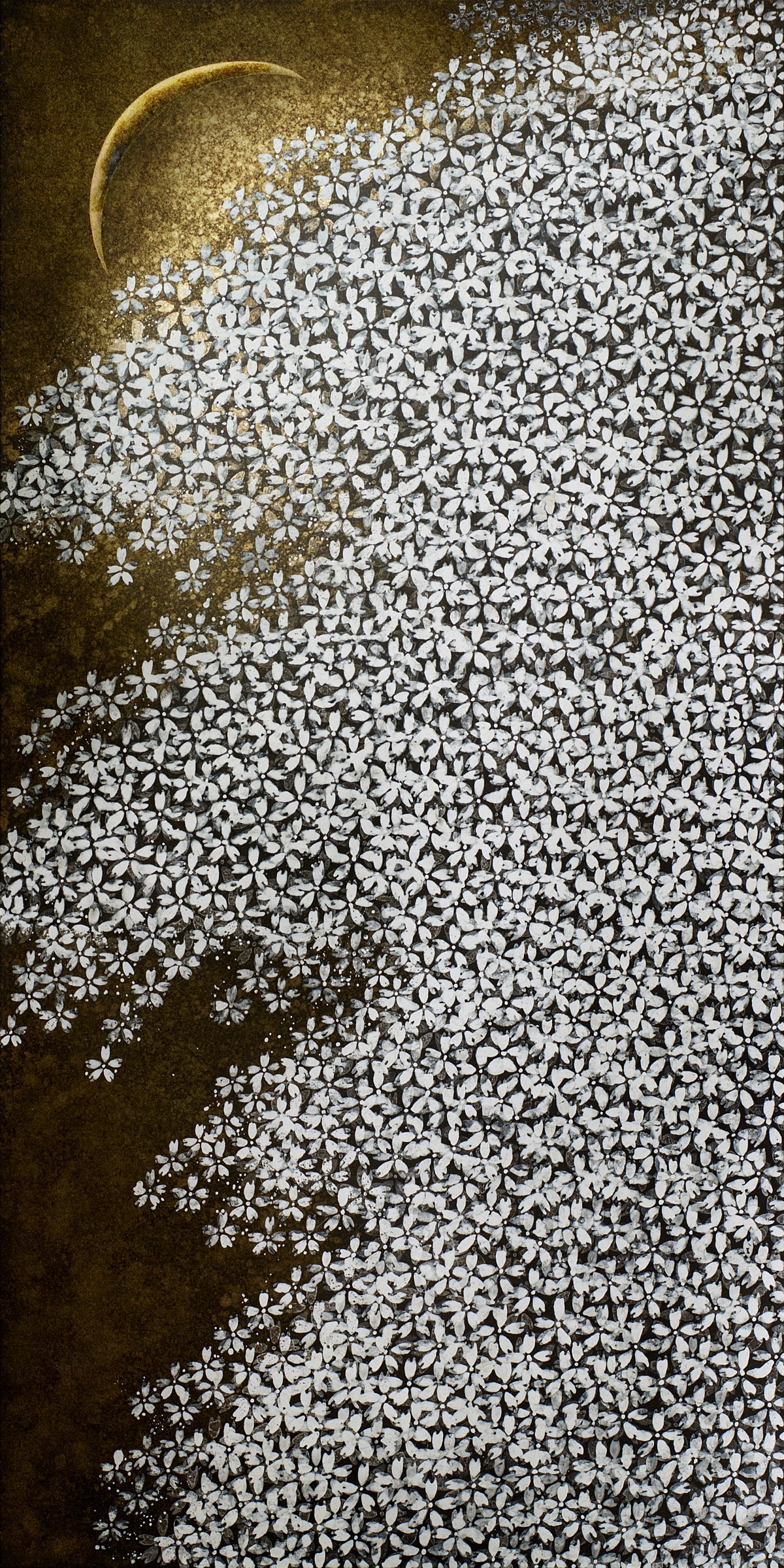 Hiromitsu Kato《SAKURA》2014 Ink, gold, silver and colors on Japanese paper 180 × 90 cm