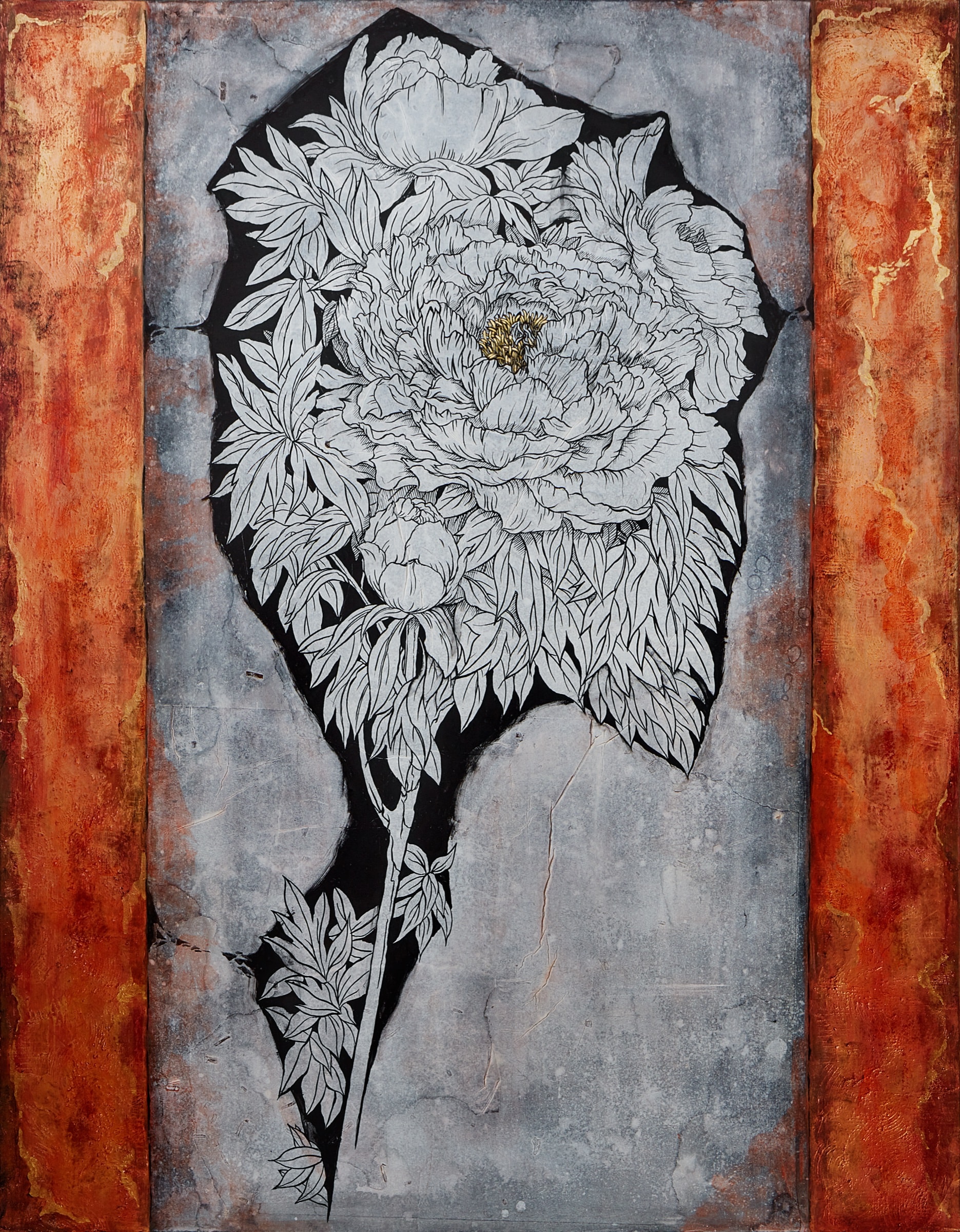 가토 히로미쓰《微 Ⅰ》2011년 지본 수묵 금은채 채색 116.7 × 90.9 cm