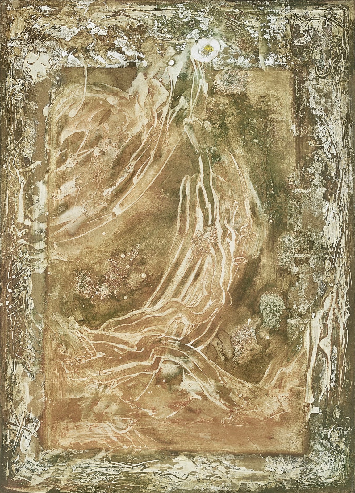 加藤弘光《白椿》2000年 紙本墨画金銀彩着色 90.5 × 65 cm