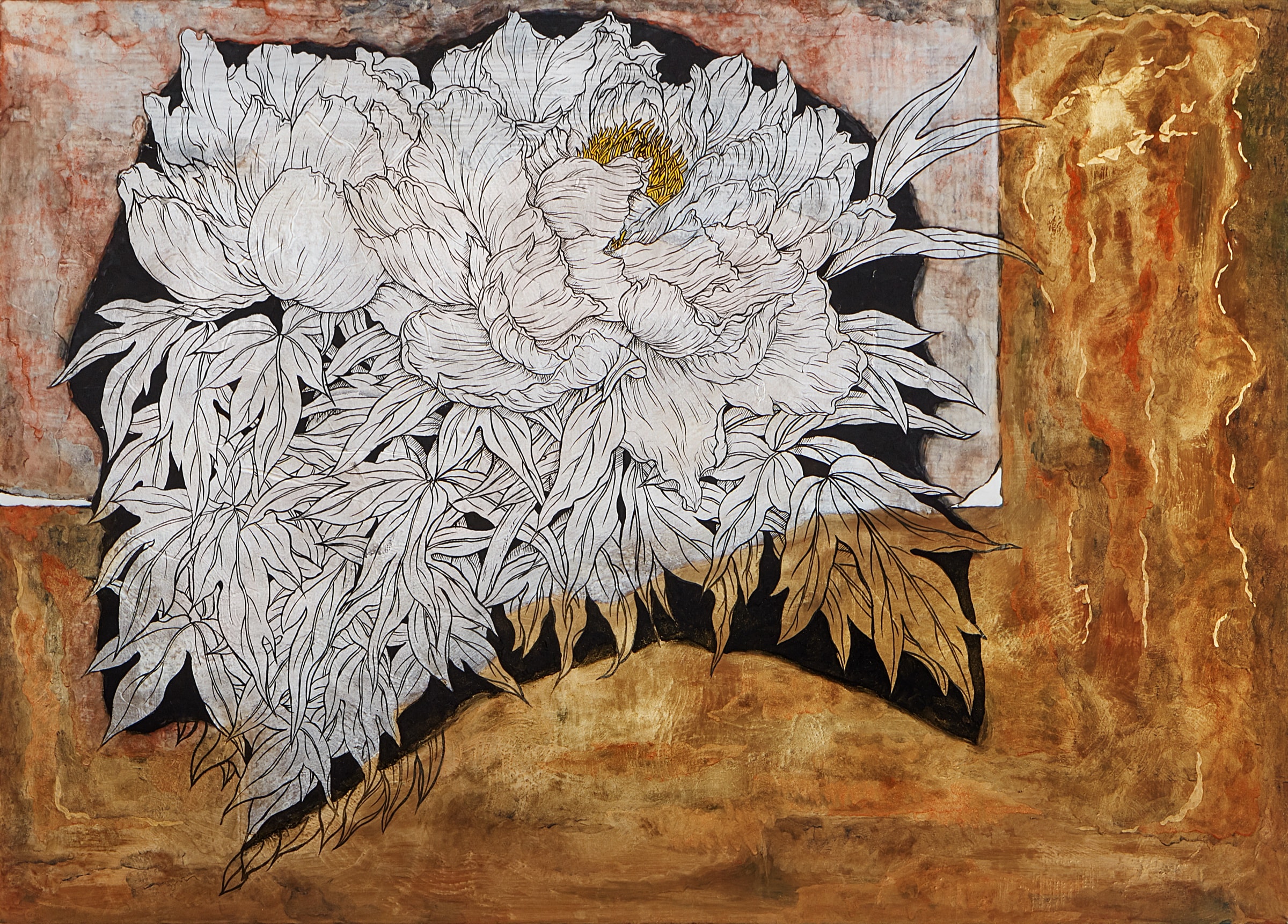 加藤弘光《瑞光》2013年 紙本墨画金彩着色 65.3 × 91.1 cm