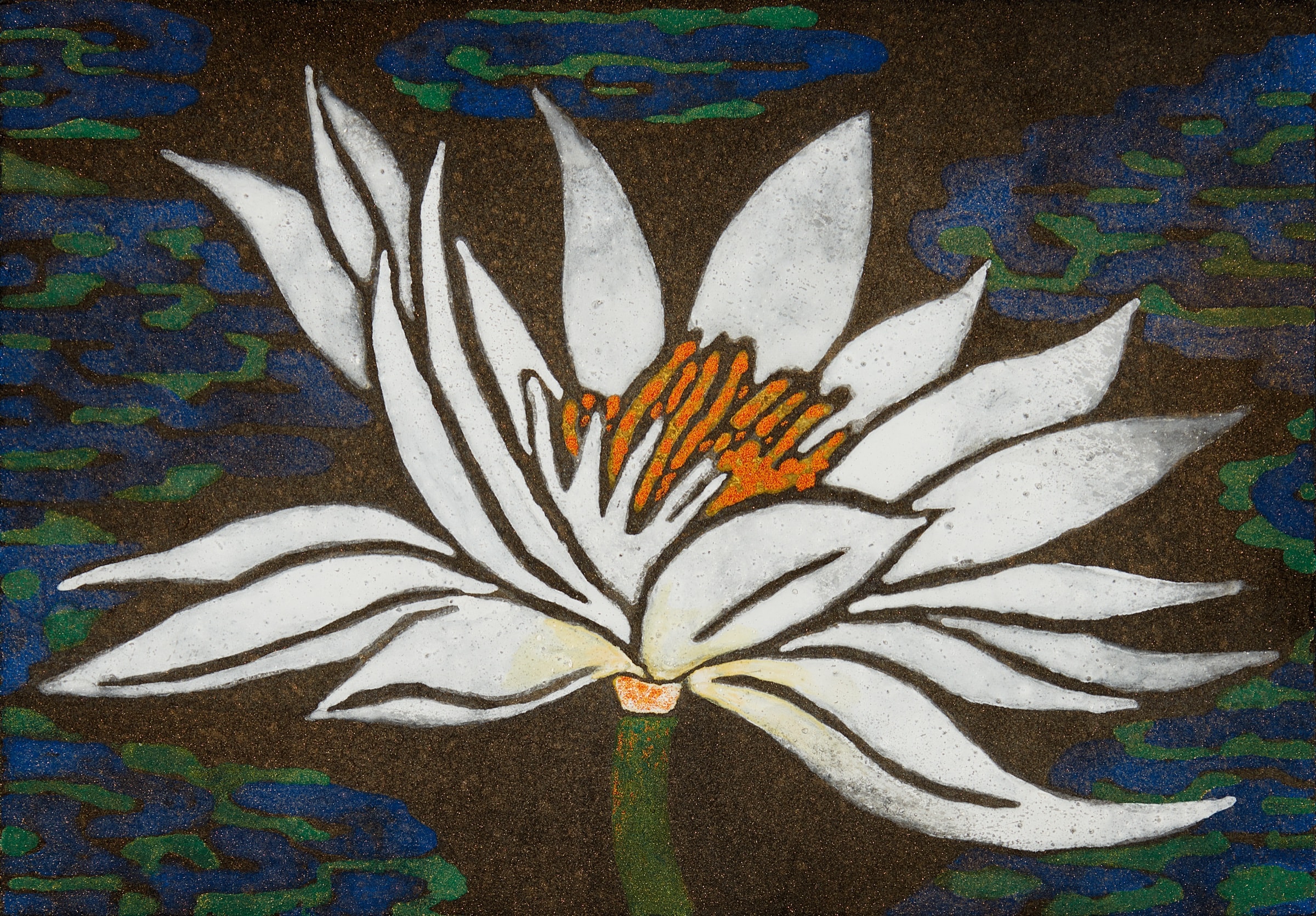 加藤弘光《白蓮》2017年 紙本墨画金銀彩着色 15.8 × 22.7 cm