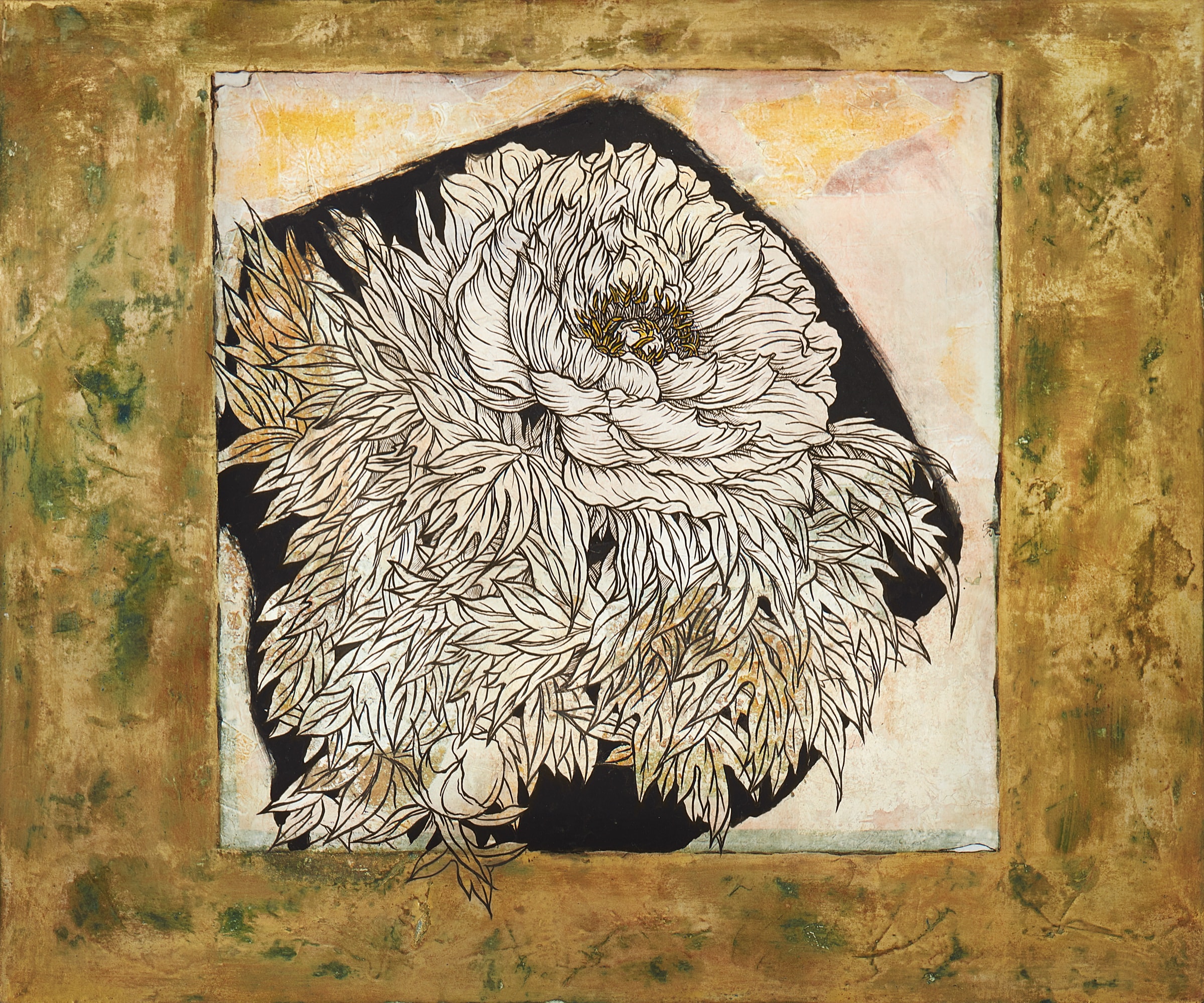 加藤弘光《唯》2005年 紙本墨画金彩着色 60.5 × 72.7 cm