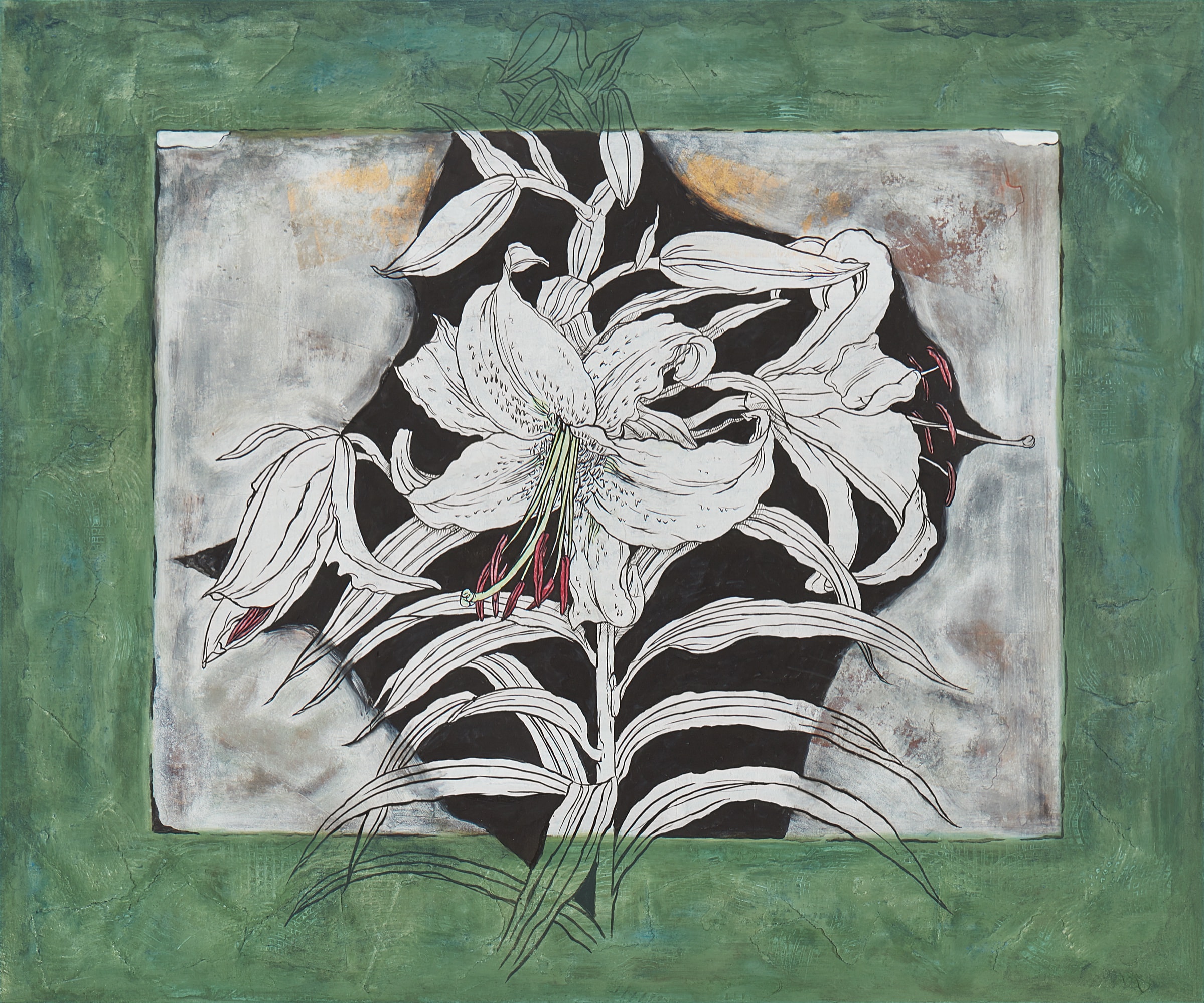 加藤弘光《宙》2007年 紙本墨画金彩着色 60.6 × 72.7 cm