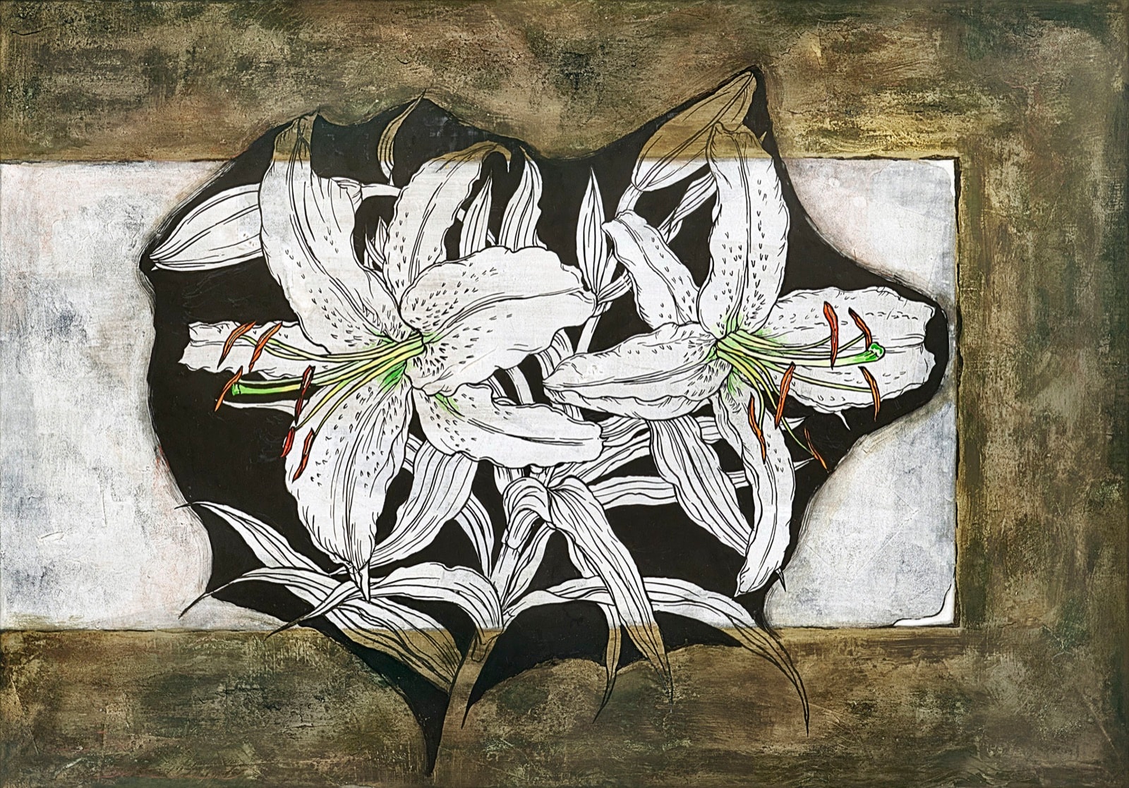 加藤弘光《回想》紙本墨画金銀彩着色 50.7 × 72.7 cm