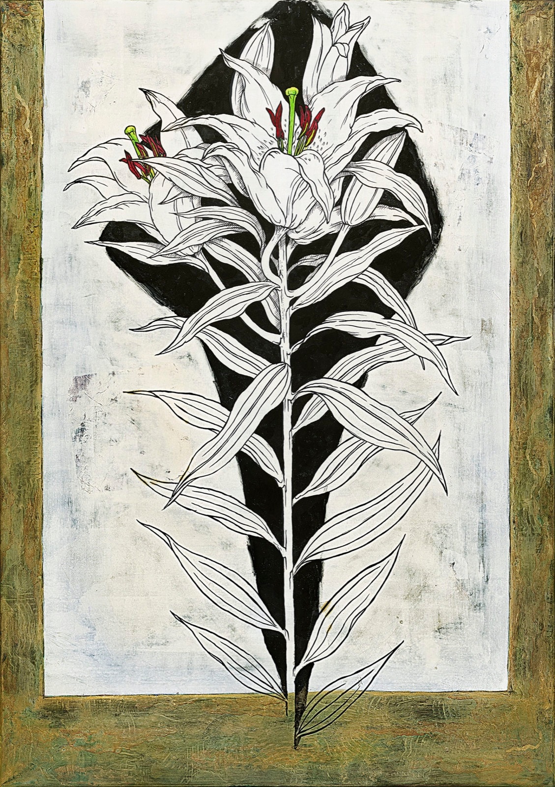 هيروميتسو كاتو《Fragrance of Summer 2》2017 حبر وذهب وفضة وألوان على ورق ياباني 73 × 51.5 cm