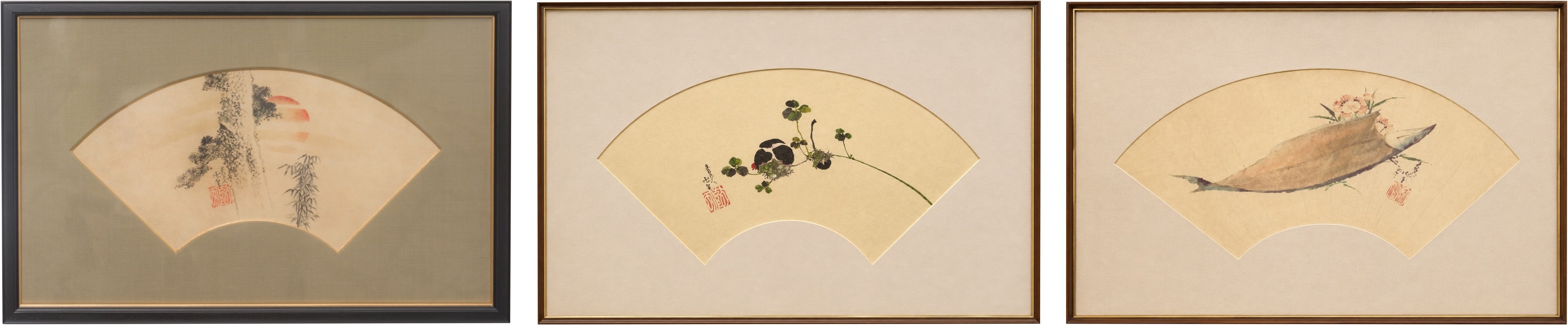 北斎の扇面画 — 扇のかたちに描いた三面