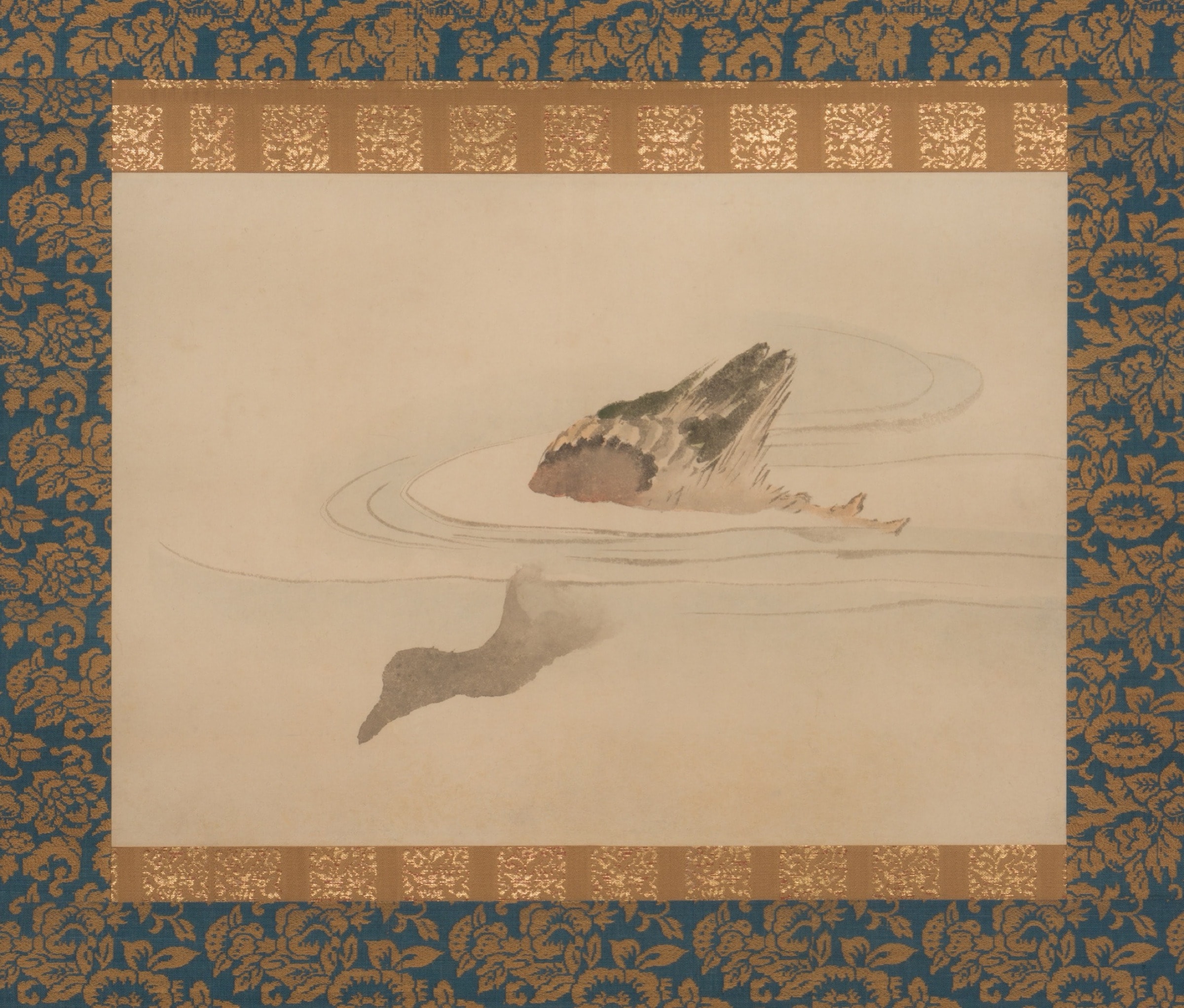 葛飾北斎《鴨遊泳図》部分　本紙
