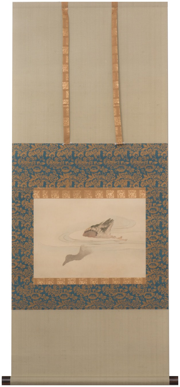 葛飾北斎《鴨遊泳図》紙本墨画着色 24.1 × 34.0 cm