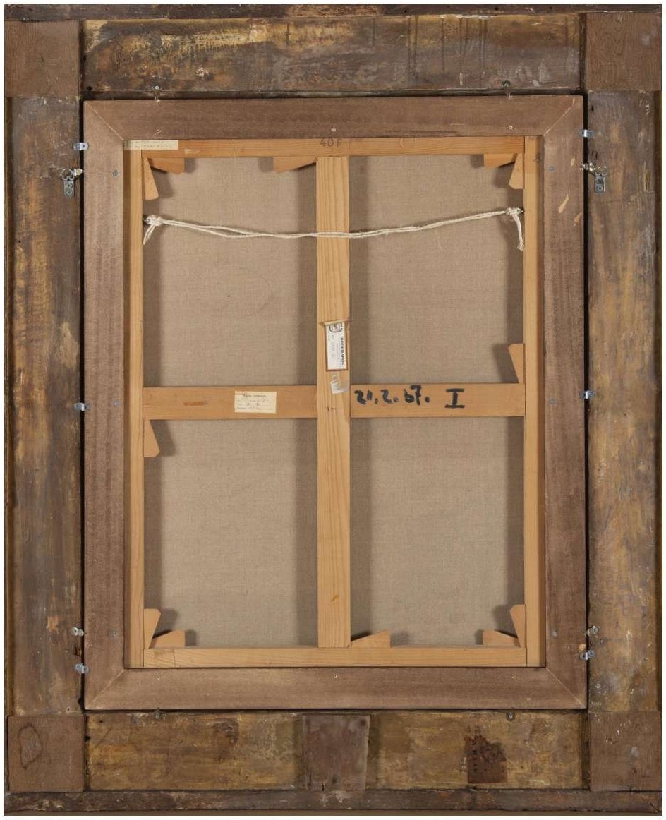 巴勃罗·毕加索《画家》1967年 布面油彩（原始画布） 100 × 81 cm　背面